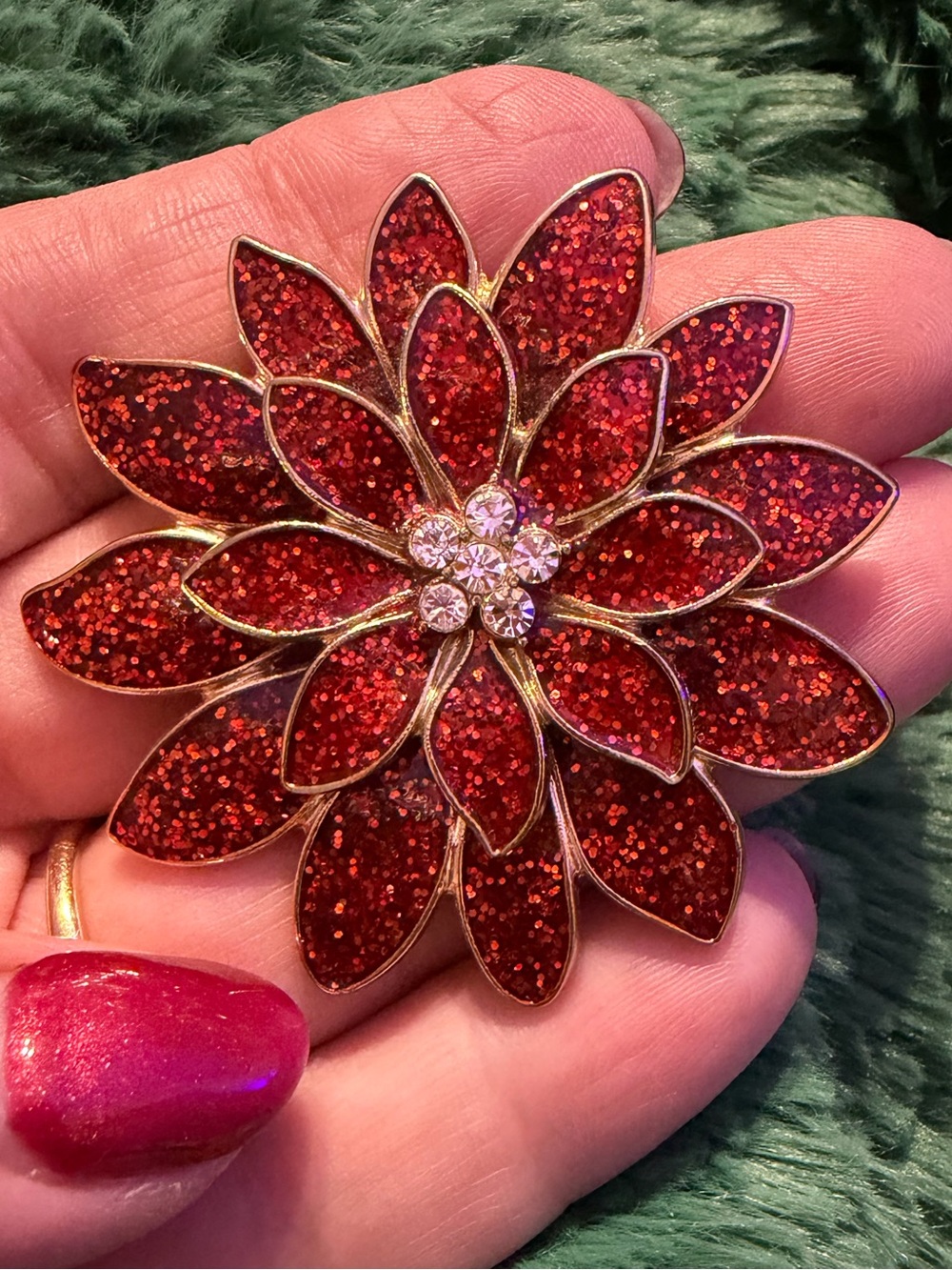 Red and Gold Poinsettia Pin